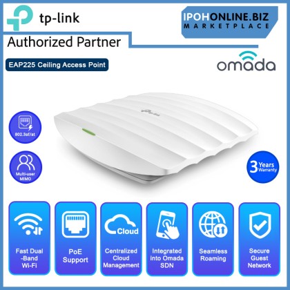 TP-LINK EAP225 AC1350 Wireless MU-MIMO Gigabit Ceiling Mount Access Point