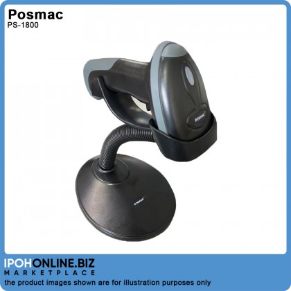 Posmac PS-1800 USB Laser Barcode Scanner Auto Scan With Stand