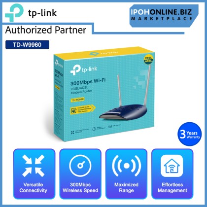 TP-Link TD-W9960 300Mbps Wireless N VDSL / ADSL Modem Router supports TM Streamyx / Unifi