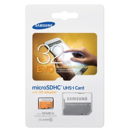 Samsung 32GB EVO Class 10 Micro SDHC 48MB/s UHS-I Memory Card with Adapter