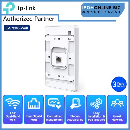 TP-LINK EAP235-Wall Omada AC1200 Wireless MU-MIMO Gigabit Wall Plate Access Point