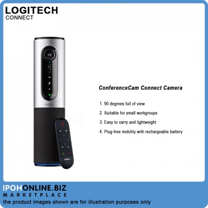 Logitech ConferenceCam Connect 1080p30 Portable WebCAM with Bluetooth speakerphone for huddle room home office & on the go