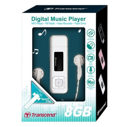 Transcend Digital Music Player 8GB MP330 MP3 Player - White