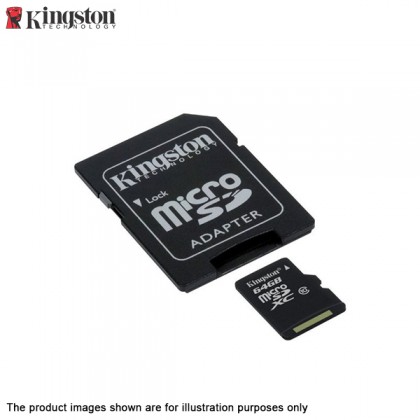 Kingston 64GB Micro SDHC Class 10 UHS-1 Flash Memory Card SDC10G2/64GBFR