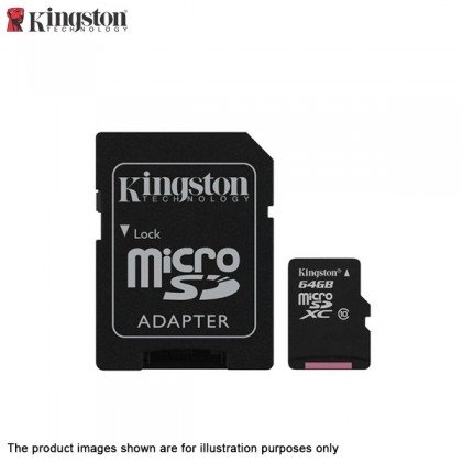 Kingston 64GB Micro SDHC Class 10 UHS-1 Flash Memory Card SDC10G2/64GBFR