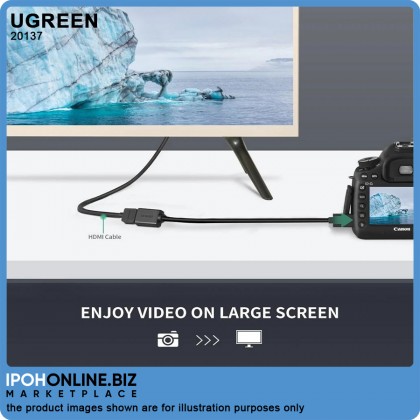 UGREEN High Speed Mini HDMI Male to HDMI Female Cable 22cm (Black) UGREEN High Speed Mini HDMI Male to HDMI Female Cable 22cm (Black)