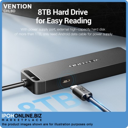 VENTION 4-Port Adapter USB 3.0 Hub with Power Supply 0.5m (Black)