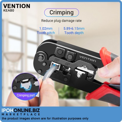 VENTION 3-in-1 Multi-Function Wire Crimping Tool RJ45 Network Crimper (Black)
