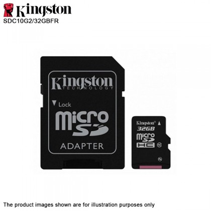 Kingston 32GB microSDHC Class 10 UHS-I 80MB/s R MicroSD Card With Free Adapter SDC10G2/32GBFR