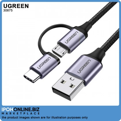 UGREEN USB-A to Micro USB + USB Type-C Nylon Braid Cable 1 Meter UGREEN USB-A to Micro USB + USB Type-C Nylon Braid Cable 1 Meter
