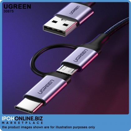 UGREEN USB-A to Micro USB + USB Type-C Nylon Braid Cable 1 Meter UGREEN USB-A to Micro USB + USB Type-C Nylon Braid Cable 1 Meter