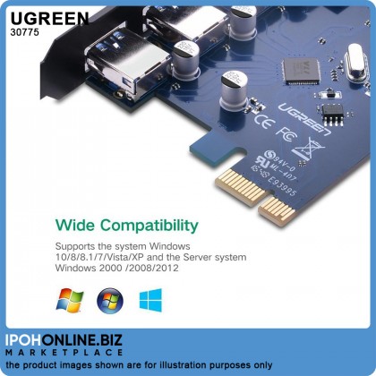 UGREEN 3-Port USB 3.0 PCI Express Card with 10/100/1000Mbps Gigabit Network Adapter