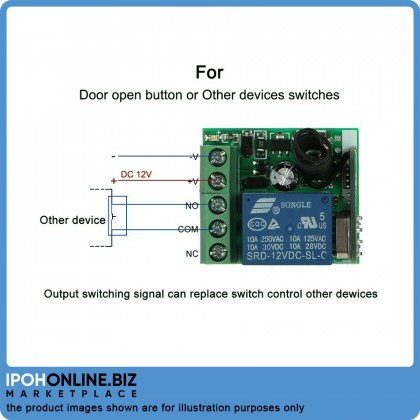 DC 12V 1CH Relay Receiver Module RF Transmitter 433Mhz Wireless Remote Control Switch