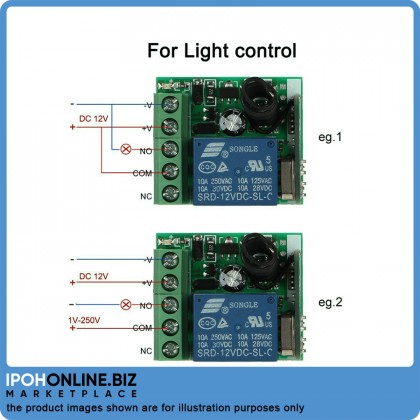 DC 12V 1CH Relay Receiver Module RF Transmitter 433Mhz Wireless Remote Control Switch
