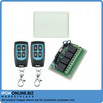 DC 12V 4CH Wireless Remote Control Switch 1 Receiver + 2 Transmitters 433MHz