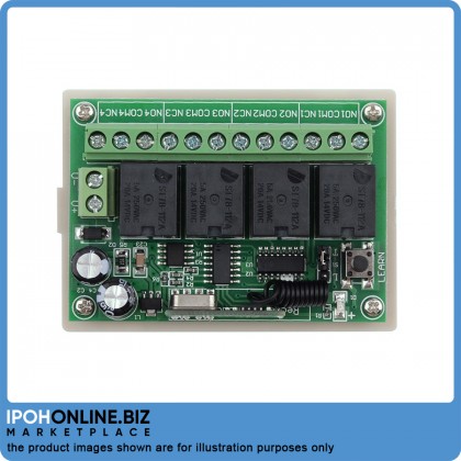 DC 12V 4CH Wireless Remote Control Switch 1 Receiver + 2 Transmitters 433MHz