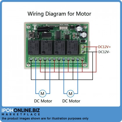 DC 12V 4CH Wireless Remote Control Switch 1 Receiver + 2 Transmitters 433MHz