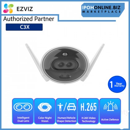EZVIZ C3X AI-Powered Dark-Fighter Colour Night Vision FHD 1080P H.265 2MP 2.8mm IP67 Outdoor Smart Dual-Lens WiFi Camera EZVIZ C3X AI-Powered Dark-Fighter Colour Night Vision FHD 1080P H.265 2MP 2.8mm IP67 Outdoor Smart Dual-Lens WiFi Camera