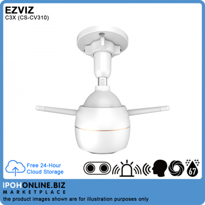 EZVIZ C3X Cloud AI-Powered Dark-Fighter Colour Night Vision FHD 1080P H.265 2MP 2.8mm IP67 Outdoor Smart Dual-lens WiFi Camera - FOC 24Hr Cloud Storage