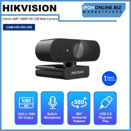 Hikvision DS-U02 3.6mm 2MP 1080P HD USB Web Camera Built-in Microphone with Clear Sound Hikvision DS-U02 3.6mm 2MP 1080P HD USB Web Camera Built-in Microphone with Clear Sound