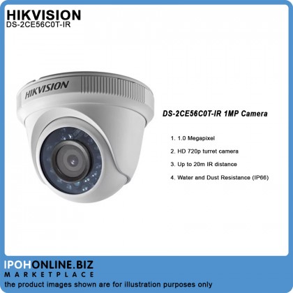 Hikvision DS-2CE56C0T-IR 1MP Fixed Turret Camera
