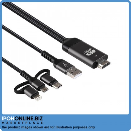 3 in 1 Cast Phone to HDTV Cable (Lightning/Micro/Type-C/HDTV)