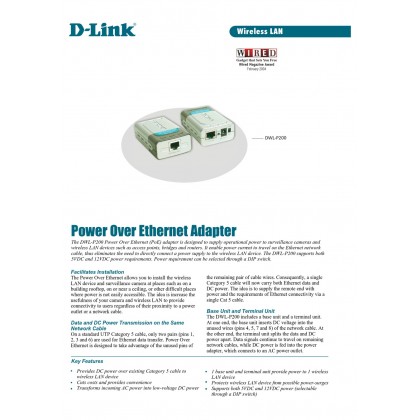 D-Link DWL-P200 Power Over Ethernet 5VDC 12VDC (POE) Kit Network Adapter