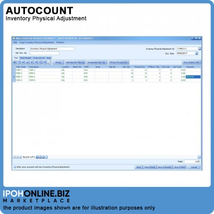 AutoCount Plug-In: Inventory Physical Adjustment (FOC)