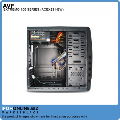 AVF EXTREMO 100 SERIES ACEX231-BW BLACK/WHITE 7 PCI Slots ATX Casing with PSU 500W + CPU 8pin