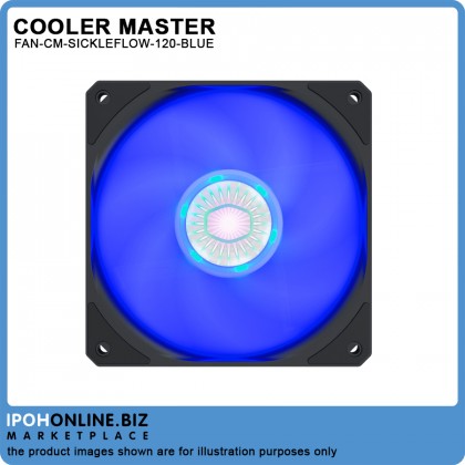Cooler Master SickleFlow 120 Blue LED 4Pin PWM 120mm 4.7 inch PC Chassis Cooling Case Fan