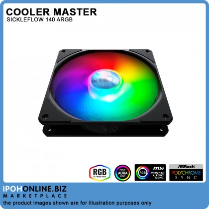Cooler Master SickleFlow 140 ARGB LED 4Pin PWM 3Pin ARGB 140mm 5.5 inch PC Chassis Cooling Case Fan