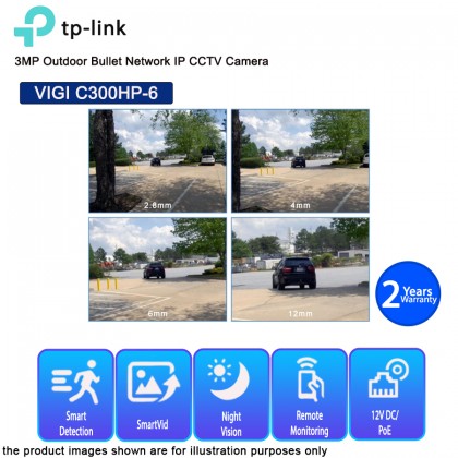 TP-LINK VIGI C300HP-6 3MP Outdoor Bullet Network IP Camera CCTV H.265+ 6mm Lens PoE/12V IP67 ONVIF