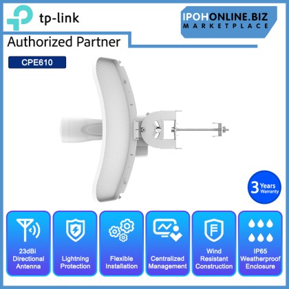 TP-LINK 5GHz 300Mbps 23dBi Outdoor CPE TL-CPE610 with High Oriented Antenna