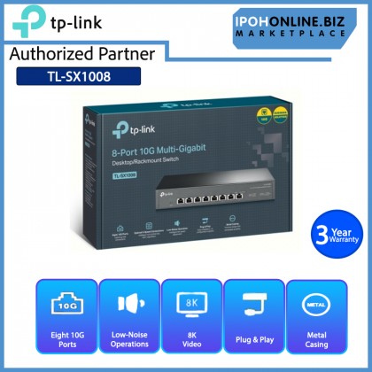 TP-Link TL-SX1008 8 Port 10G Desktop / Rackmount Performance Network Switch - Auto-negotiation for 5-speed (100Mbps/1G/2.5G/5G/10G)