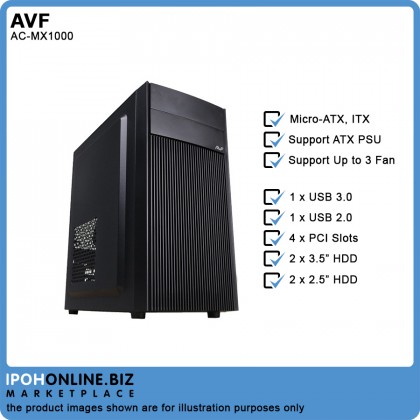 AVF MX1000 Premium Micro ATX Gaming USB 3.0 Black Tower PC Casing