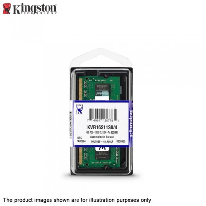 Kingston Value RAM 4GB 1600MHz PC3-12800 DDR3 1600 Non-ECC CL11 SODIMM Notebook Memory (KVR16S11S8/4) Kingston Value RAM 4GB 1600MHz PC3-12800 DDR3 1600 Non-ECC CL11 SODIMM Notebook Memory (KVR16S11S8/4)