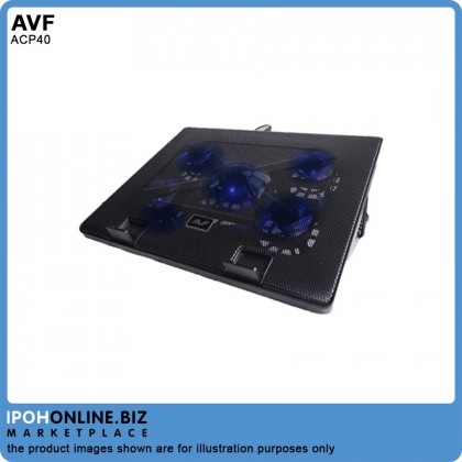 AVF ACP40 Notebook Cooler Pad - Super Silent Cooling Fan / Adjustable Stand and Compatible for 12" ~ 17" Laptop