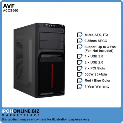 AVF ACCS560 CLASSIQUE SERIES 7 PCI Slots ATX Casing with PSU 500W + CPU 8 Pin + DVD Slots