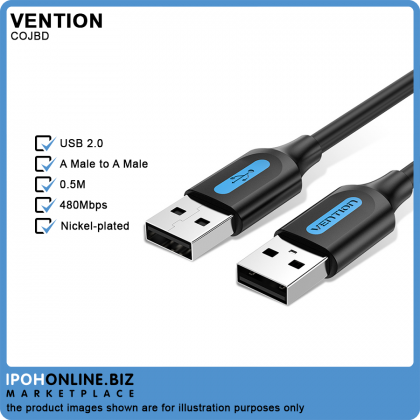 VENTION Cable USB2.0 A Male To A Male 0.5M Cable 480Mbps High Speed Transfer Rate USB Connect VENTION Cable USB2.0 A Male To A Male 0.5M Cable 480Mbps High Speed Transfer Rate USB Connect
