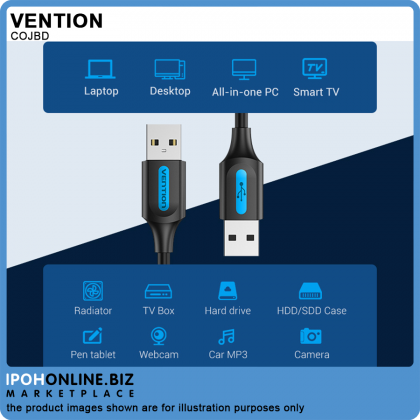 VENTION Cable USB2.0 A Male To A Male 0.5M Cable 480Mbps High Speed Transfer Rate USB Connect VENTION Cable USB2.0 A Male To A Male 0.5M Cable 480Mbps High Speed Transfer Rate USB Connect