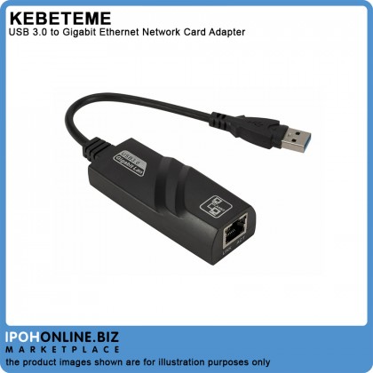 KEBETEME USB 3.0 to Gigabit Ethernet Network Card Adapter 10/100/1000Mbps RJ45 Wired Lan KEBETEME USB 3.0 to Gigabit Ethernet Network Card Adapter 10/100/1000Mbps RJ45 Wired Lan