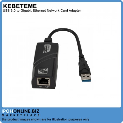 KEBETEME USB 3.0 to Gigabit Ethernet Network Card Adapter 10/100/1000Mbps RJ45 Wired Lan KEBETEME USB 3.0 to Gigabit Ethernet Network Card Adapter 10/100/1000Mbps RJ45 Wired Lan