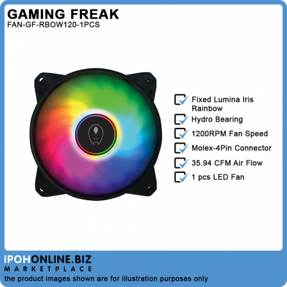 Gaming Freak GF-RBOW120 FIXED LUMINA IRIS RAINBOW 12cm LED PC Fan 
