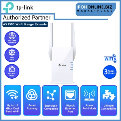 TP-Link RE505X AX1500 WiFi 6 Dual Band Range Extender Repeater OneMesh Access Point