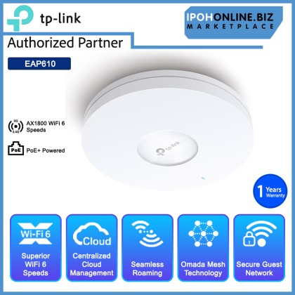 TP-LINK EAP610 AX1800 Wireless Dual Band Ceiling Mount WI-FI 6 Access Point TP-LINK EAP610 AX1800 Wireless Dual Band Ceiling Mount WI-FI 6 Access Point