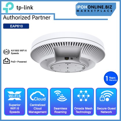 TP-LINK EAP610 AX1800 Wireless Dual Band Ceiling Mount WI-FI 6 Access Point TP-LINK EAP610 AX1800 Wireless Dual Band Ceiling Mount WI-FI 6 Access Point