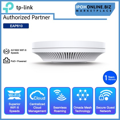 TP-LINK EAP610 AX1800 Wireless Dual Band Ceiling Mount WI-FI 6 Access Point TP-LINK EAP610 AX1800 Wireless Dual Band Ceiling Mount WI-FI 6 Access Point