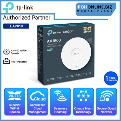 TP-LINK EAP610 AX1800 Wireless Dual Band Ceiling Mount WI-FI 6 Access Point TP-LINK EAP610 AX1800 Wireless Dual Band Ceiling Mount WI-FI 6 Access Point
