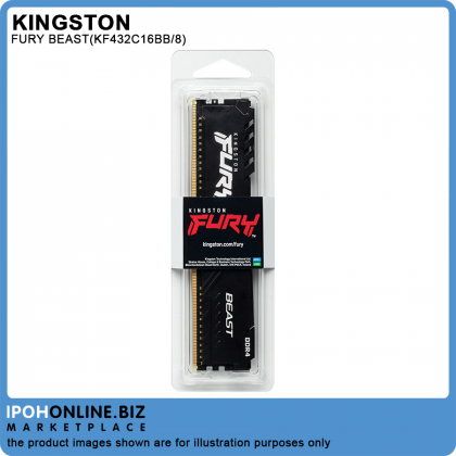 Kingston FURY Beast 8GB DDR4 3200 Gaming Desktop RAM AMD Intel XMP Certified - KF432C16BB/8 Kingston FURY Beast 8GB DDR4 3200 Gaming Desktop RAM AMD Intel XMP Certified - KF432C16BB/8