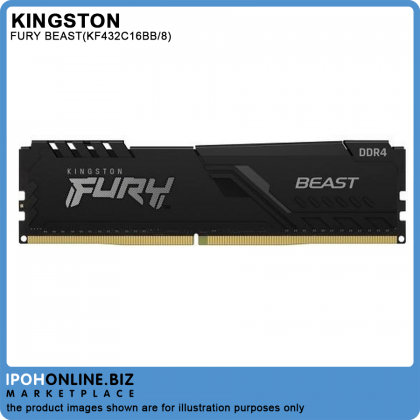Kingston FURY Beast 8GB DDR4 3200 Gaming Desktop RAM AMD Intel XMP Certified - KF432C16BB/8 Kingston FURY Beast 8GB DDR4 3200 Gaming Desktop RAM AMD Intel XMP Certified - KF432C16BB/8